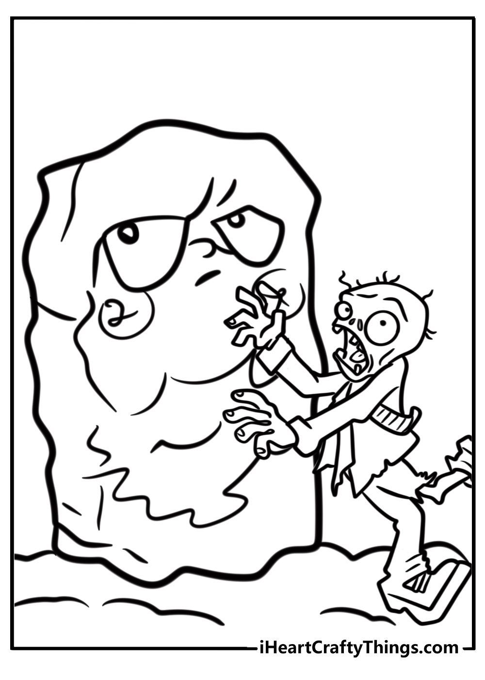 Tall nut defending against zombies coloring page