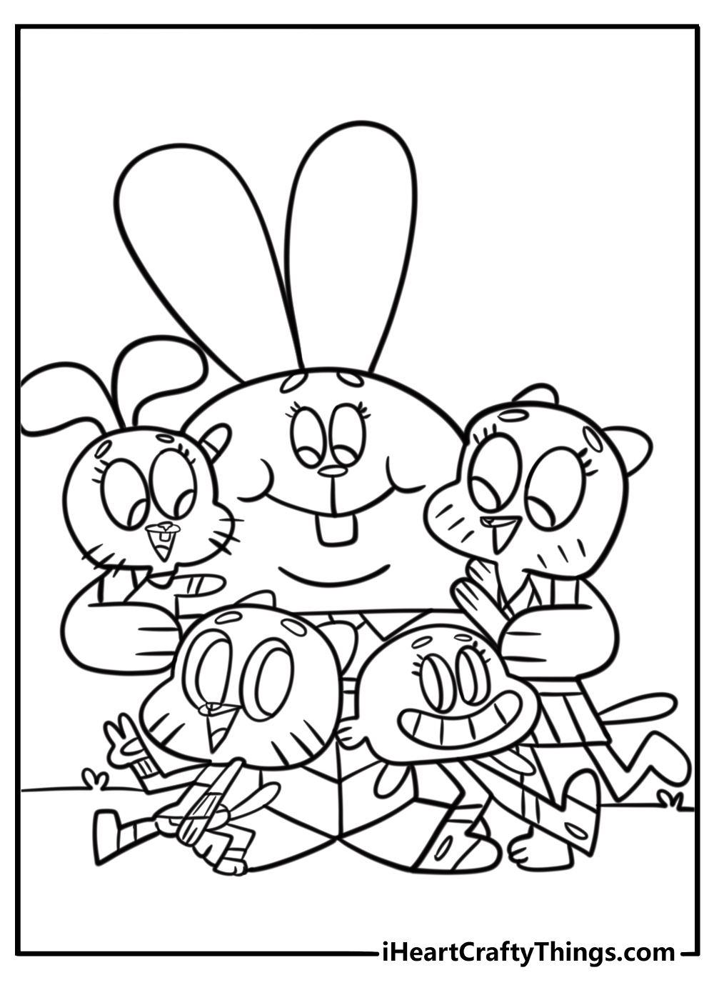 The Watterson family standing together coloring page