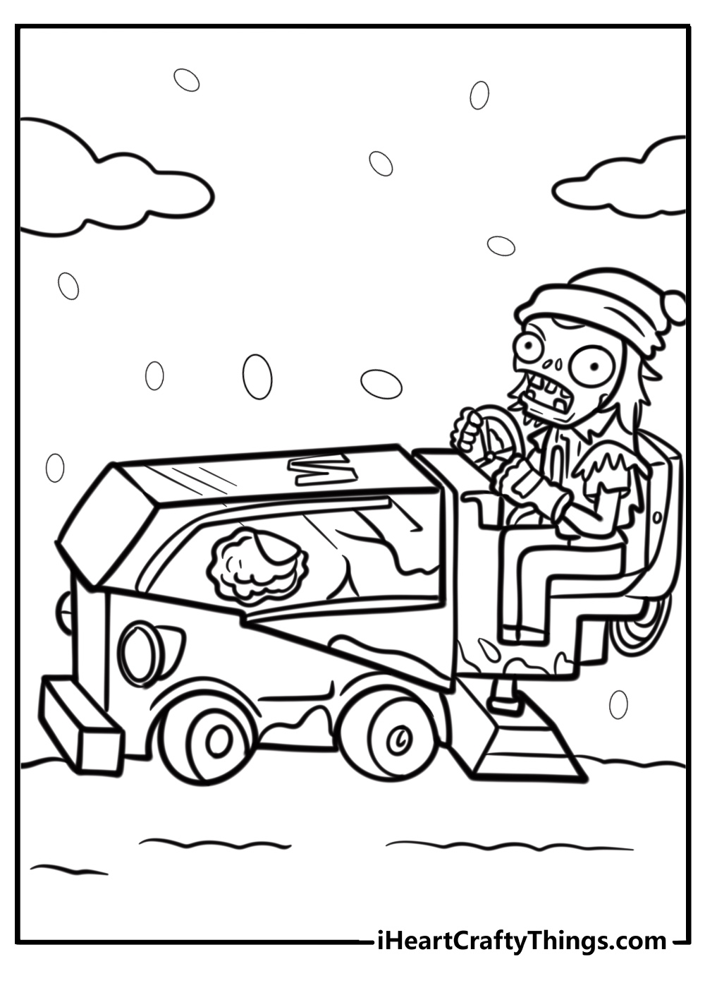 Zomboni ridinga an ice machine printable coloring page