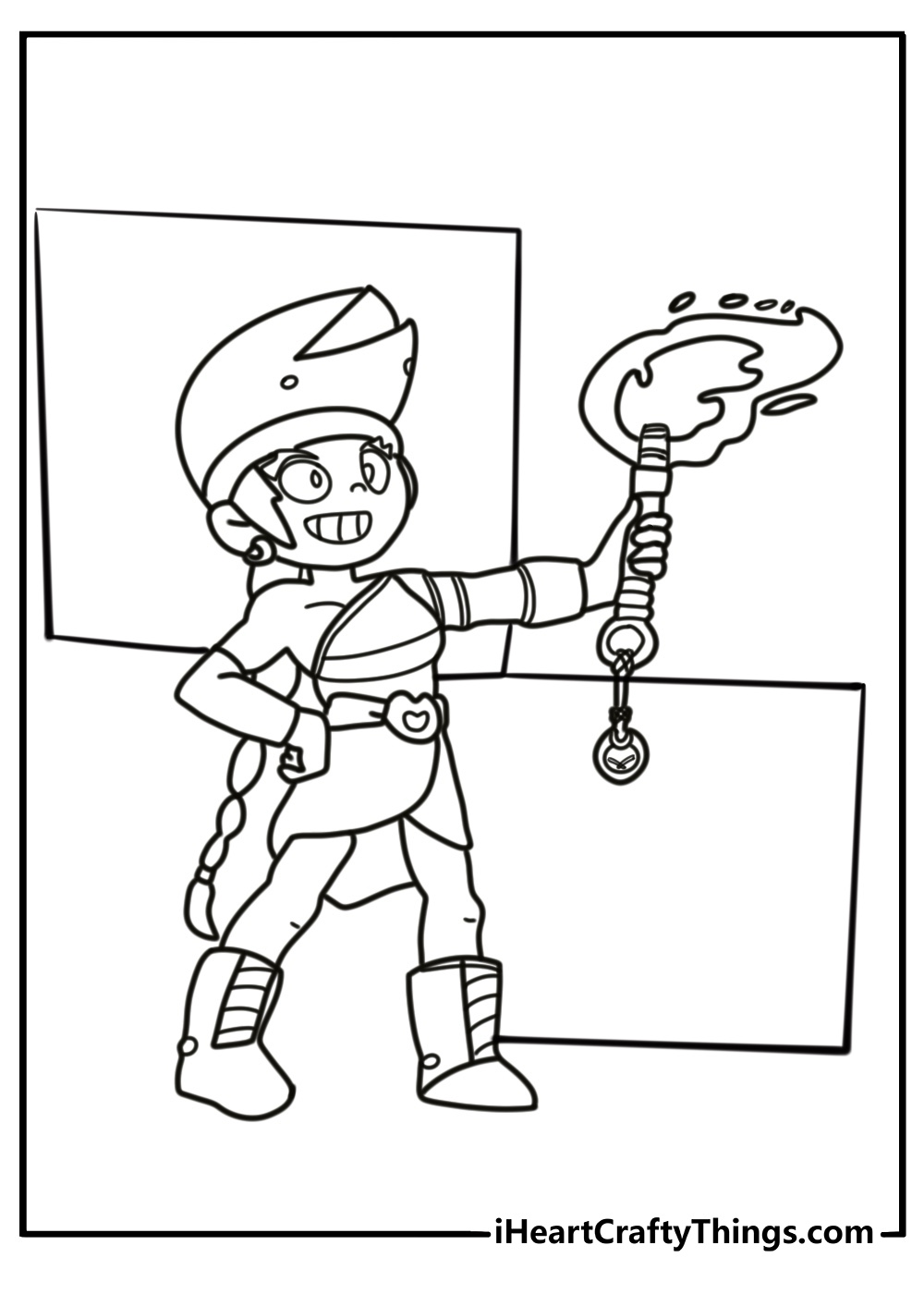 Amber throwing fire projectiles coloring page for kids