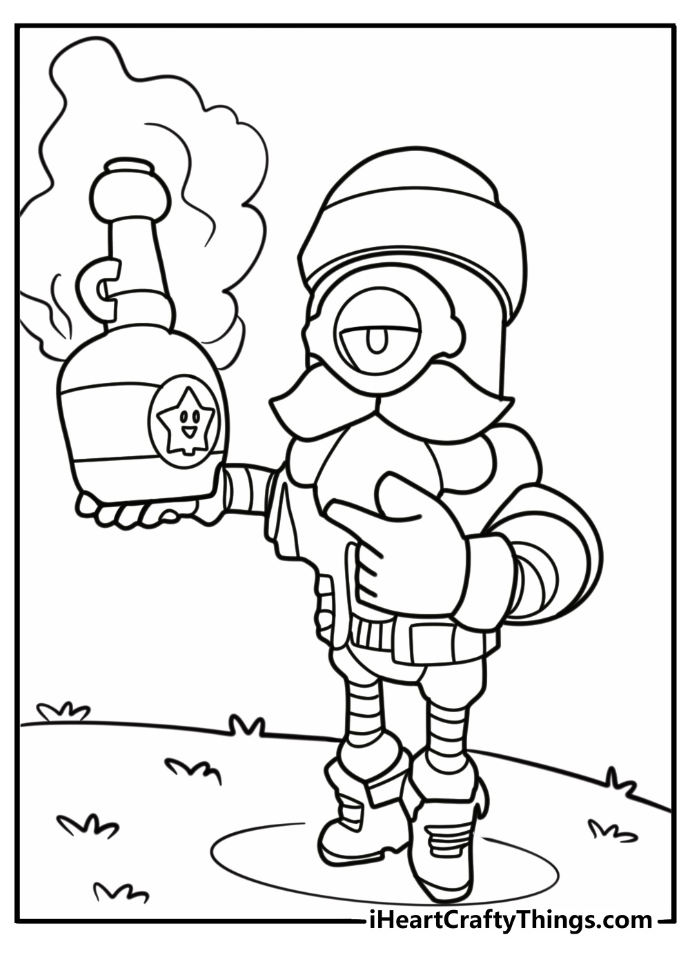 Barley tossing bottles of fire fun coloring sheet