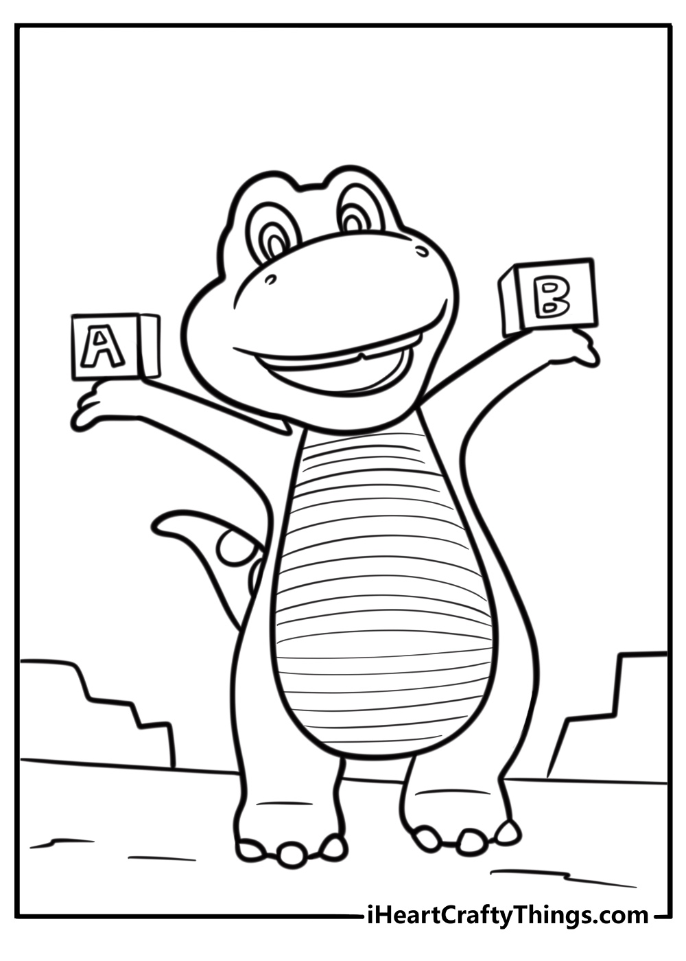 Barney teaching ABCs to kids detailed coloring sheet