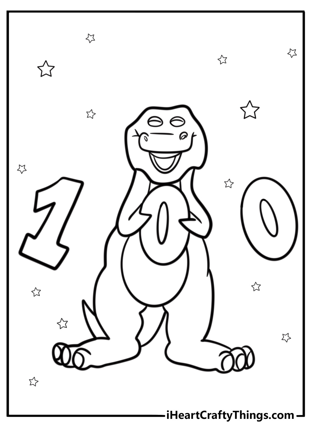 Barney teaching numbers to kids fun coloring sheet