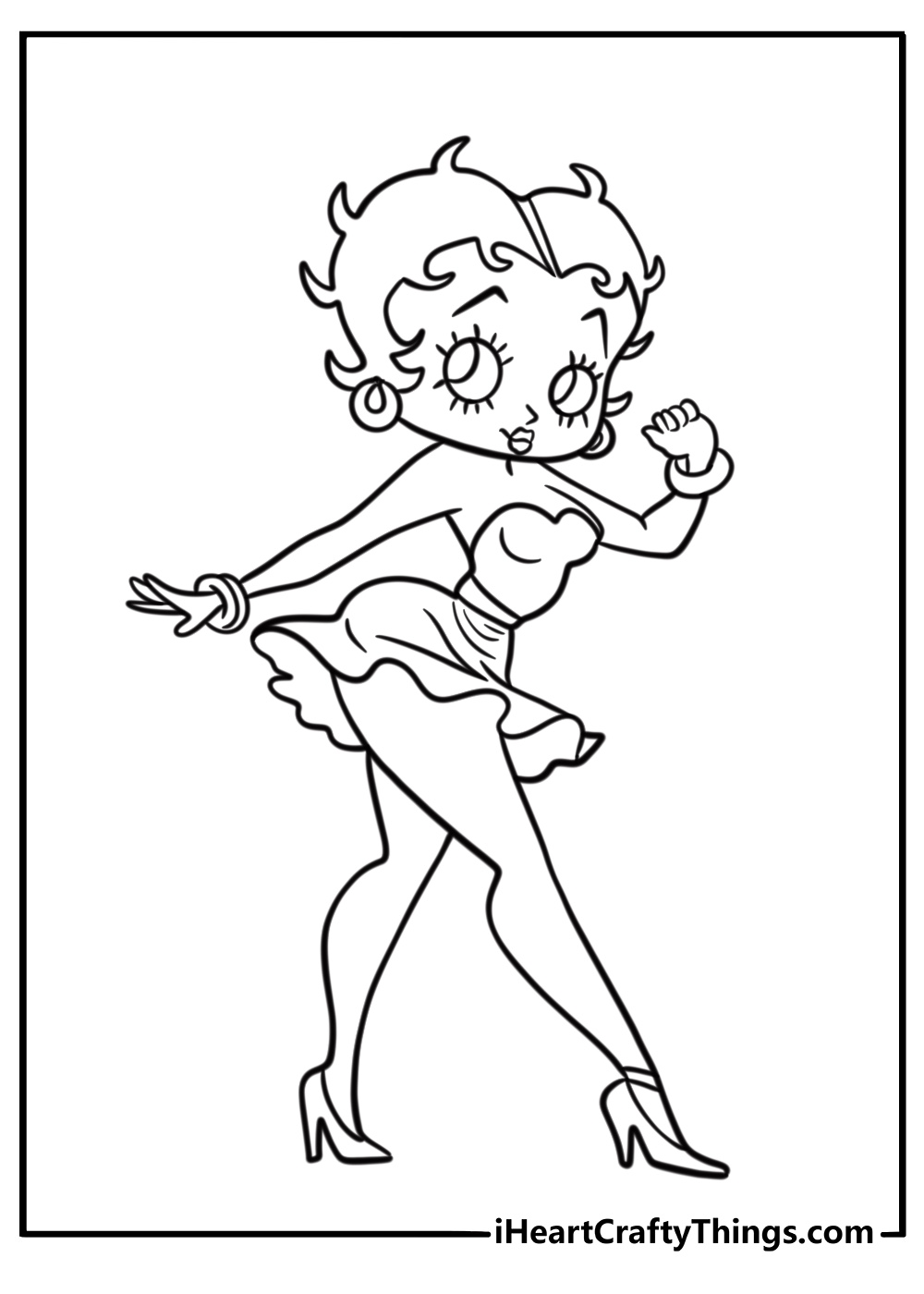 Betty Boop dancing in a classic pose coloring sheet