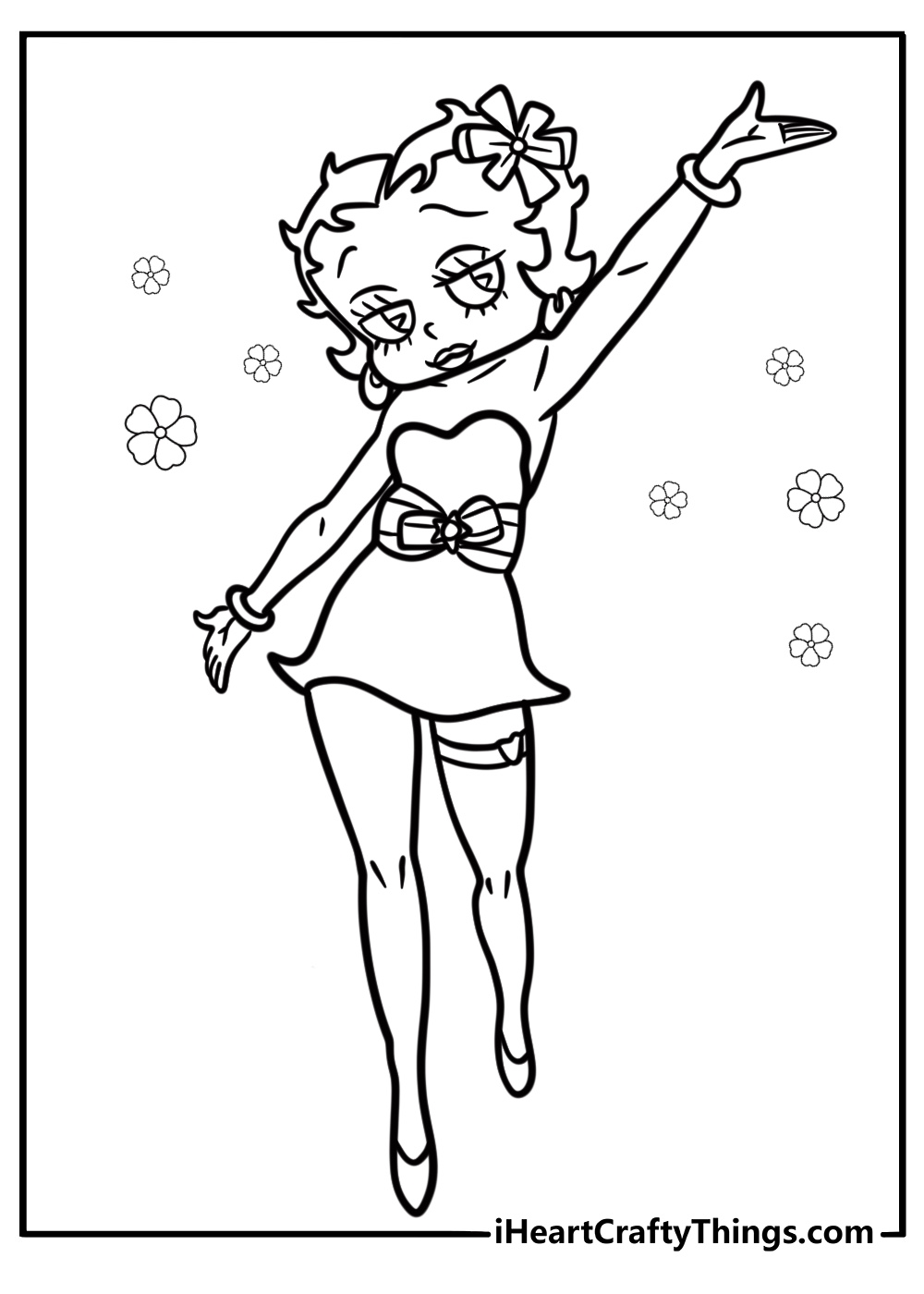 Betty Boop in a glamorous outfit fun printable sheet