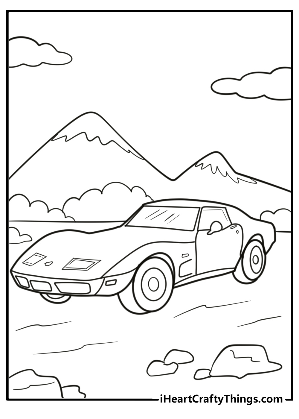Classic Corvette sports car coloring page for kids