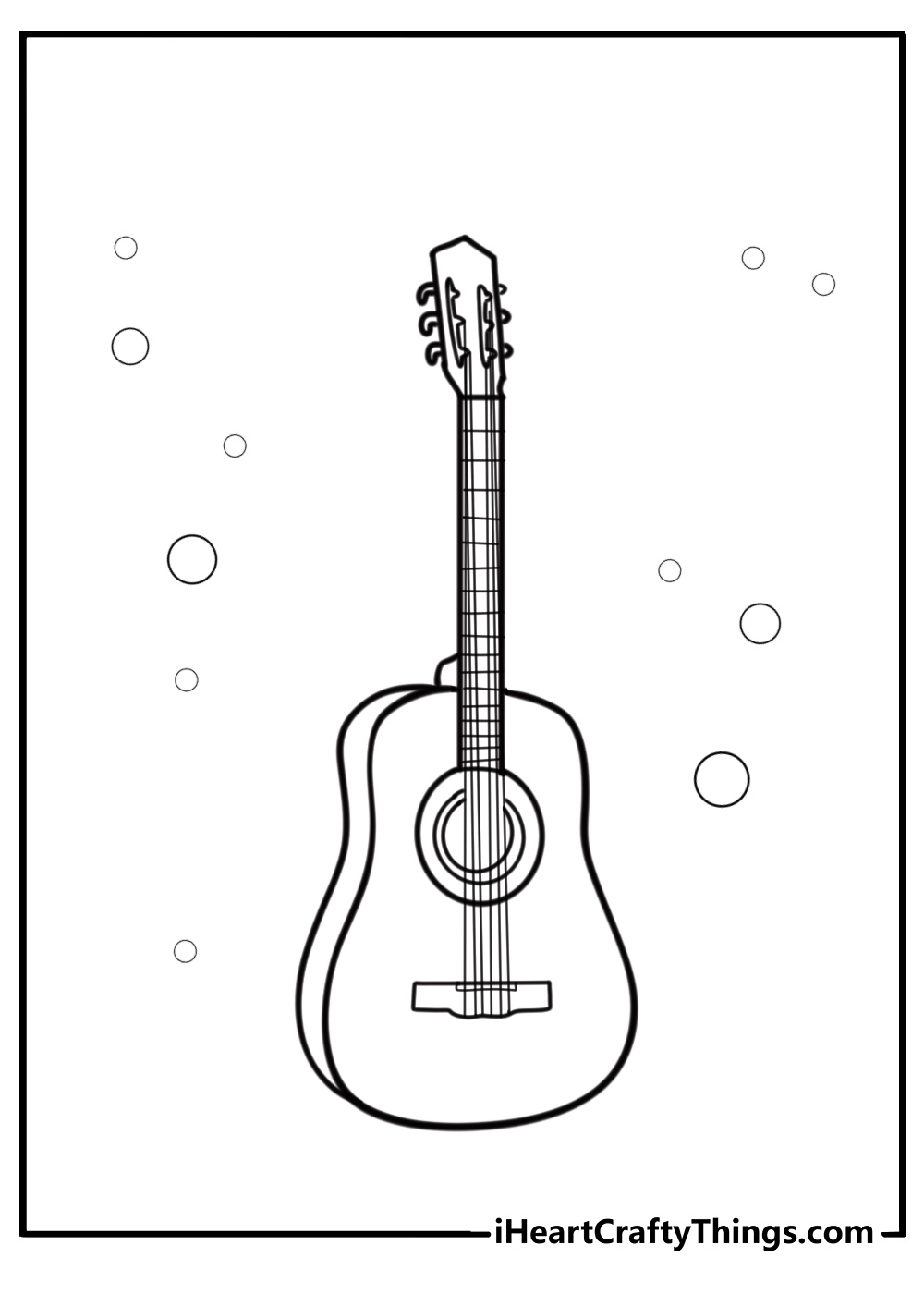 Classic wooden guitar detailed coloring sheet