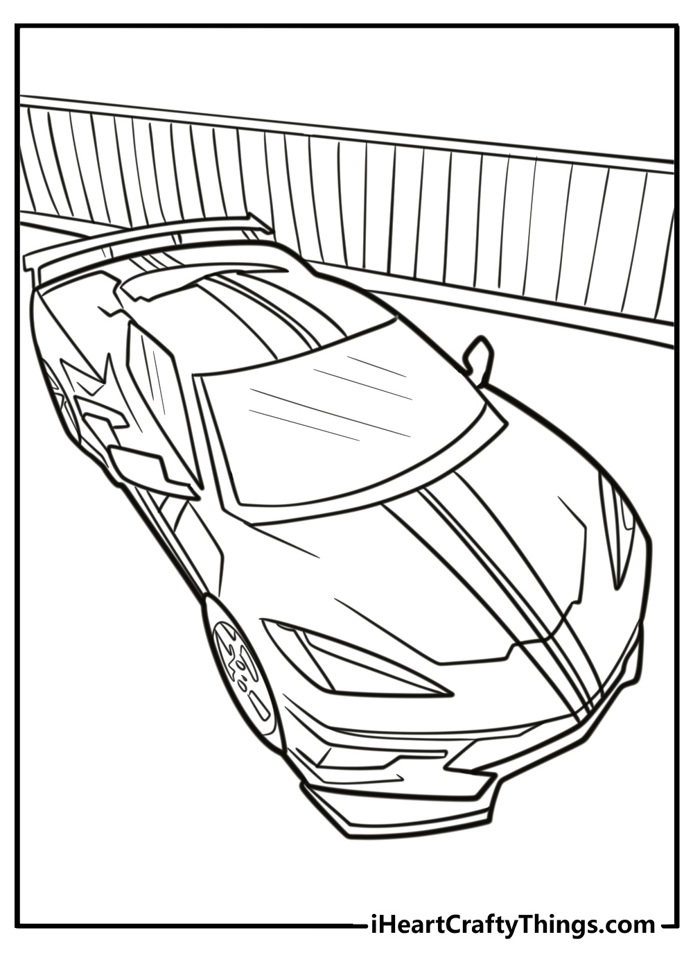 Corvette with a racing stripe on the hood free coloring page pdf