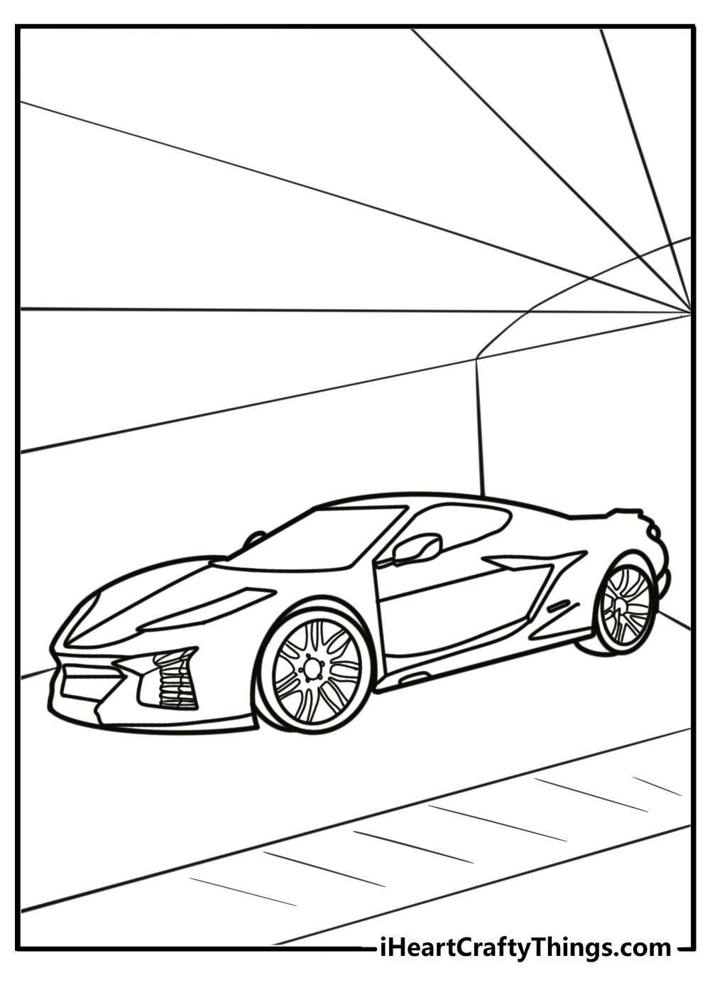 Corvette z06 model with sleek design coloring page for kids