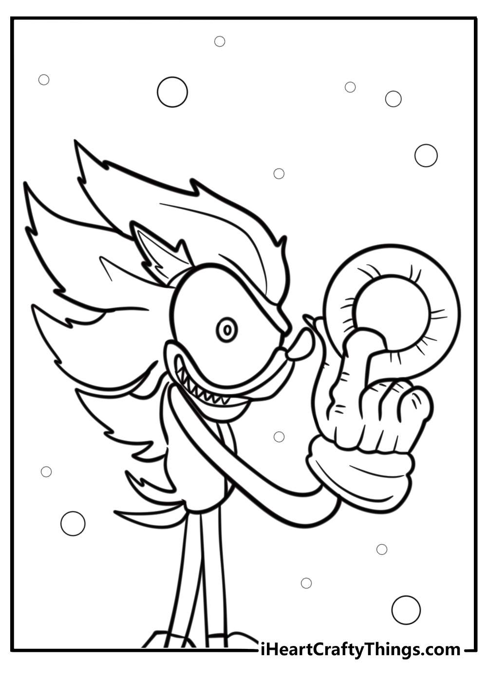 Creepy sonic exe holding a ring detailed coloring sheet