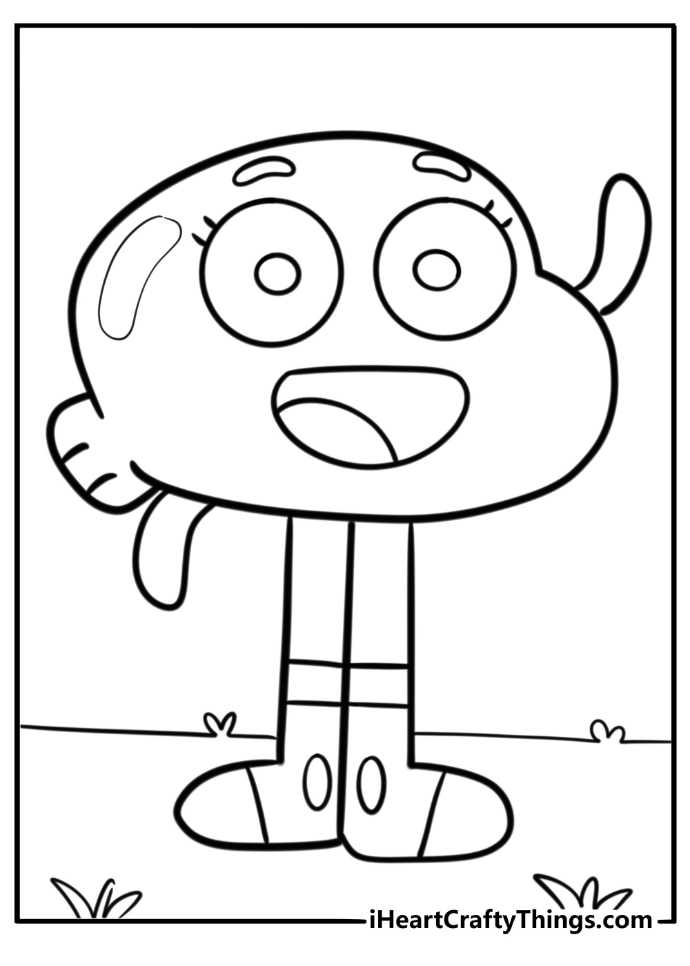 Darwin Watterson waving detailed coloring sheet