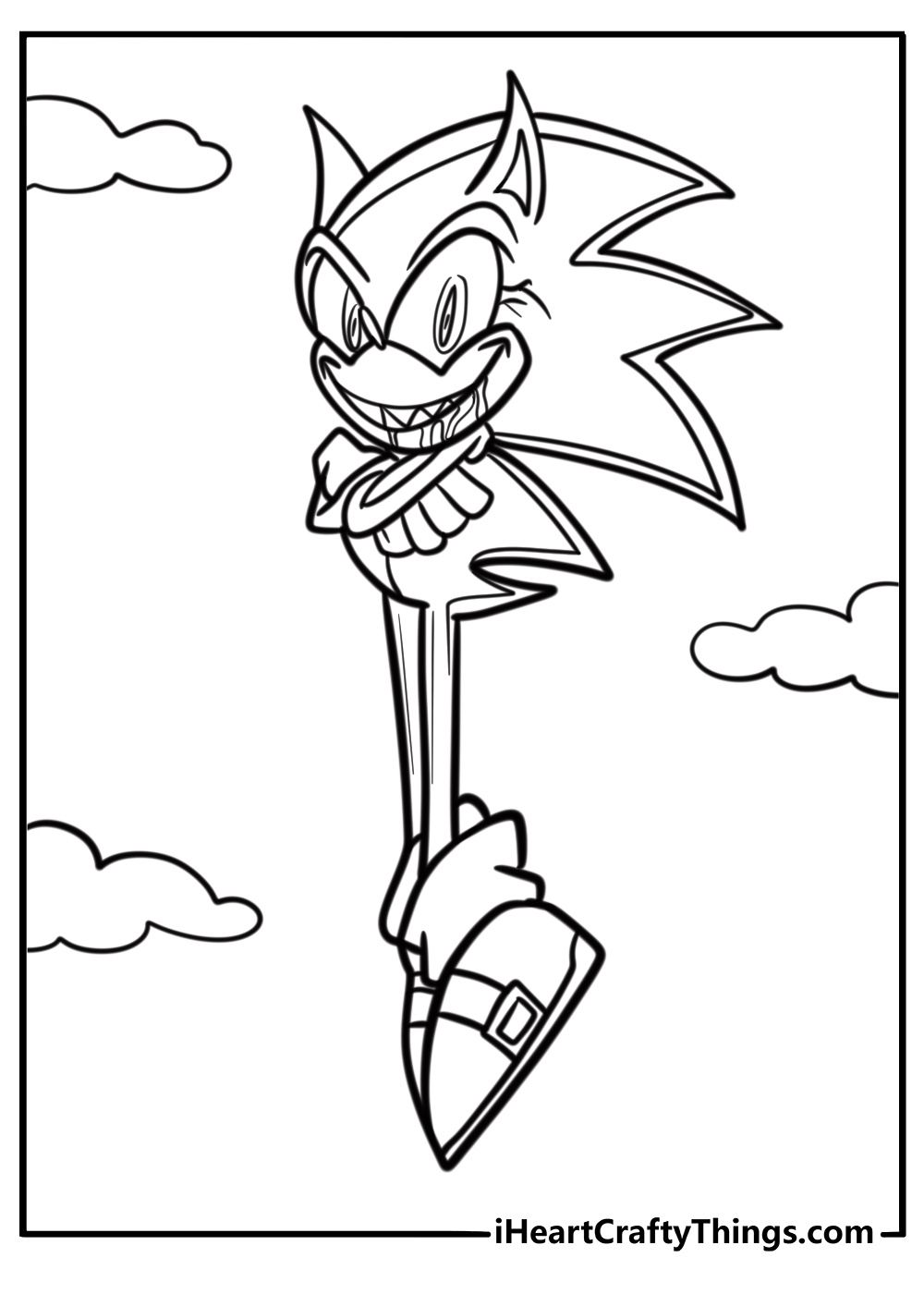 Distorted sonic-exe with an evil grin free printable coloring page