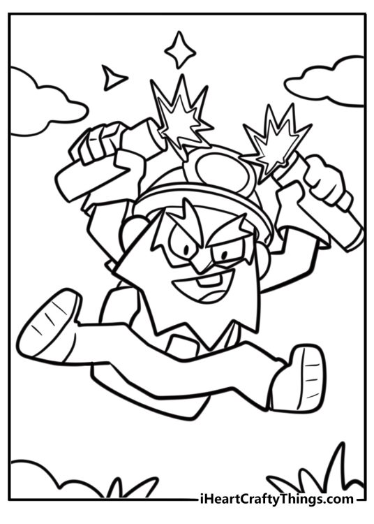 Dynamike with a stick of dynamite coloring page for kids