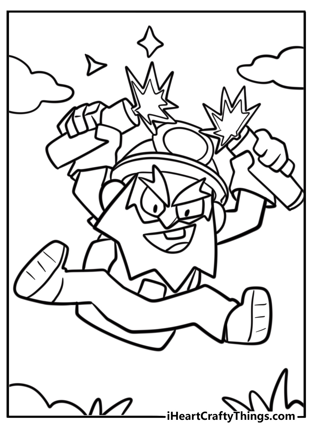 Dynamike with a stick of dynamite coloring page for kids