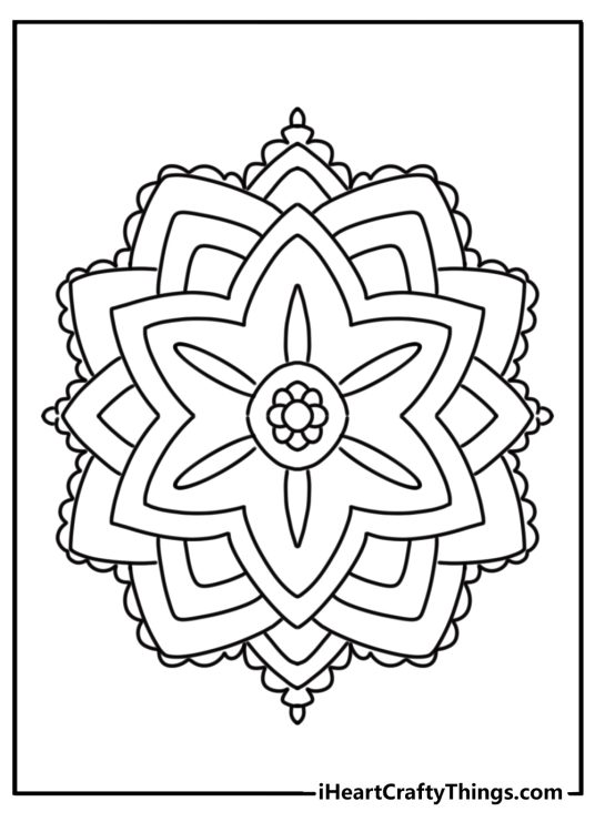 Easy to color flower mandala for beginners