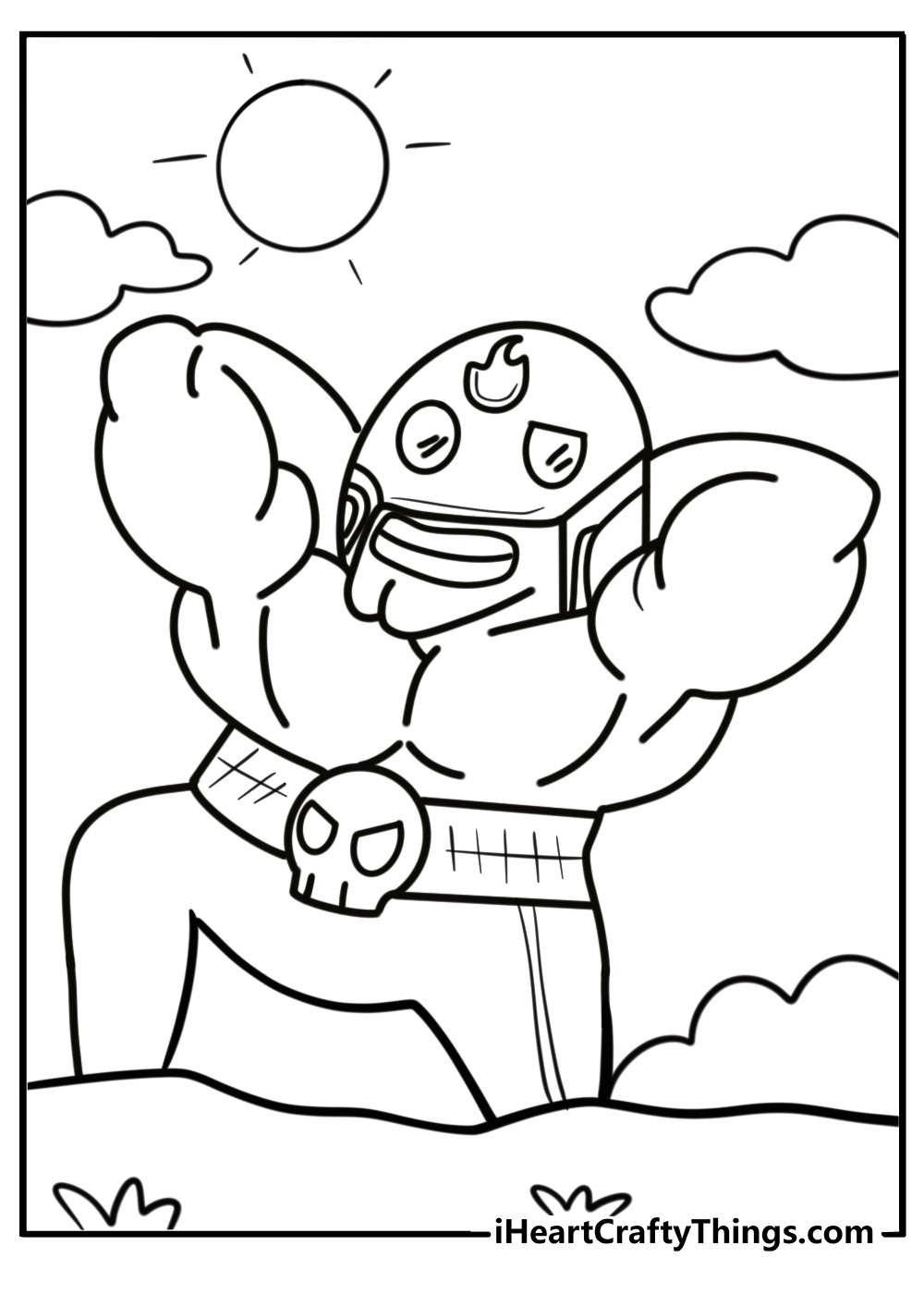 El primo flexing his muscles fun coloring sheet