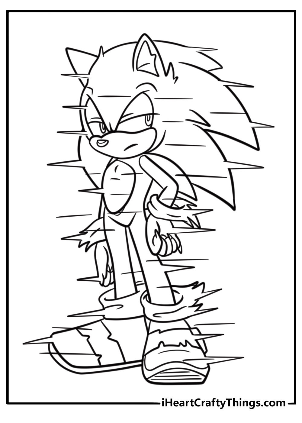 Evil sonic exe standing in a glitchy world coloring page