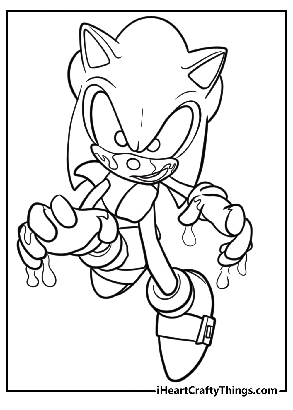 Evil sonic exe with blood stained gloves fun printable sheet