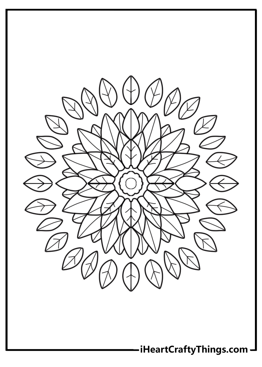 Floral mandala with leaves and small buds