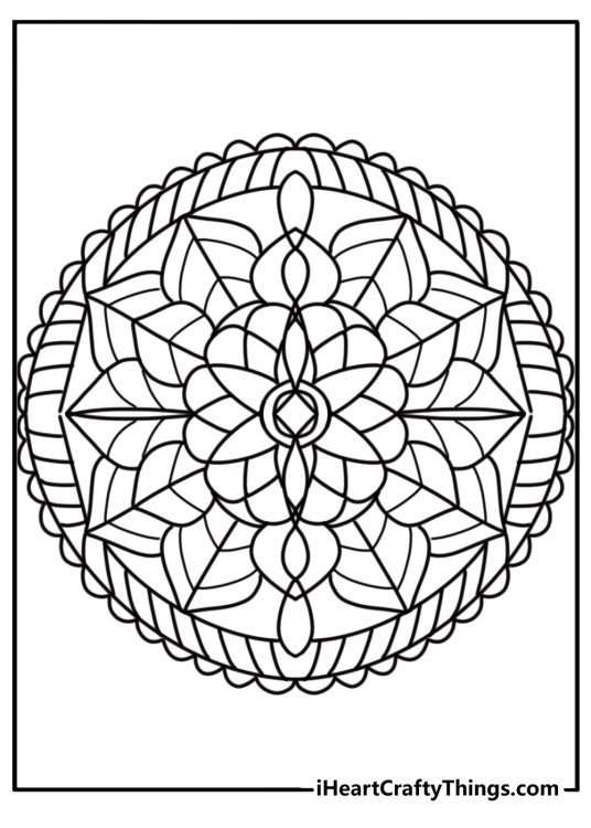 Flower mandala with circular repeating patterns