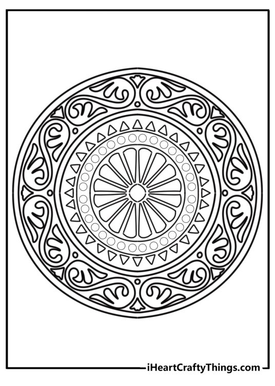 Flower mandala with tribal-inspired patterns
