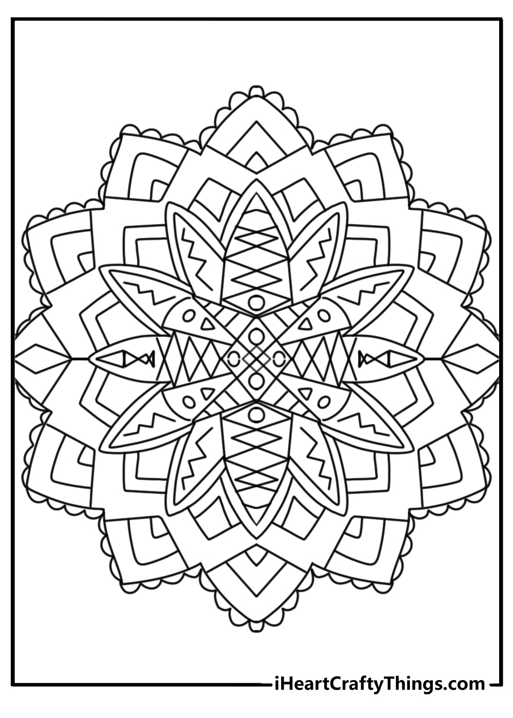 Geometric flower mandala with symmetrical petals