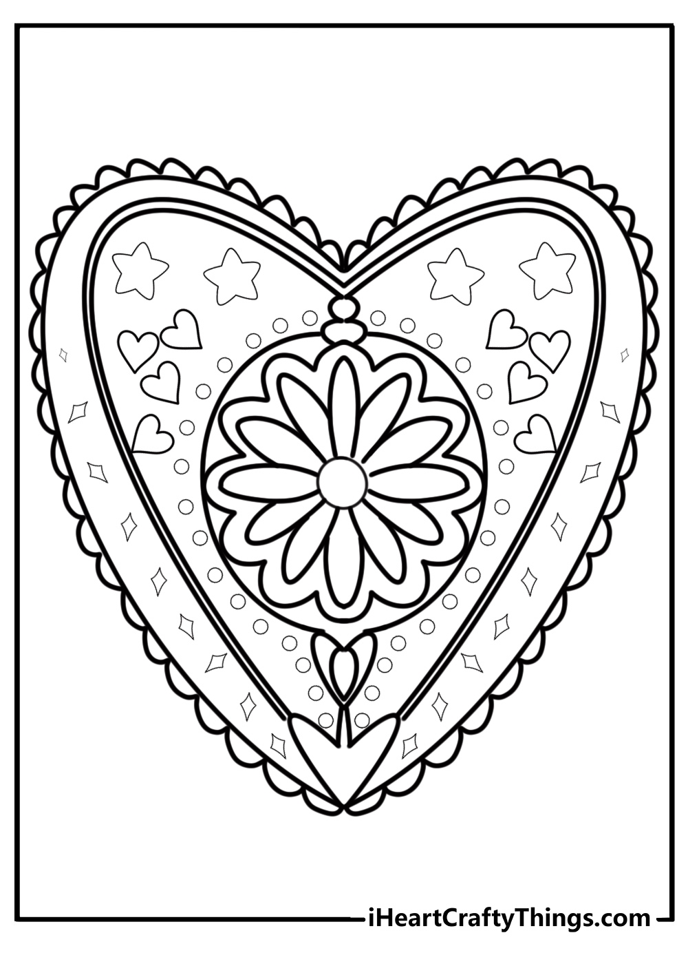 Heart-shaped petals in a flower mandala pattern