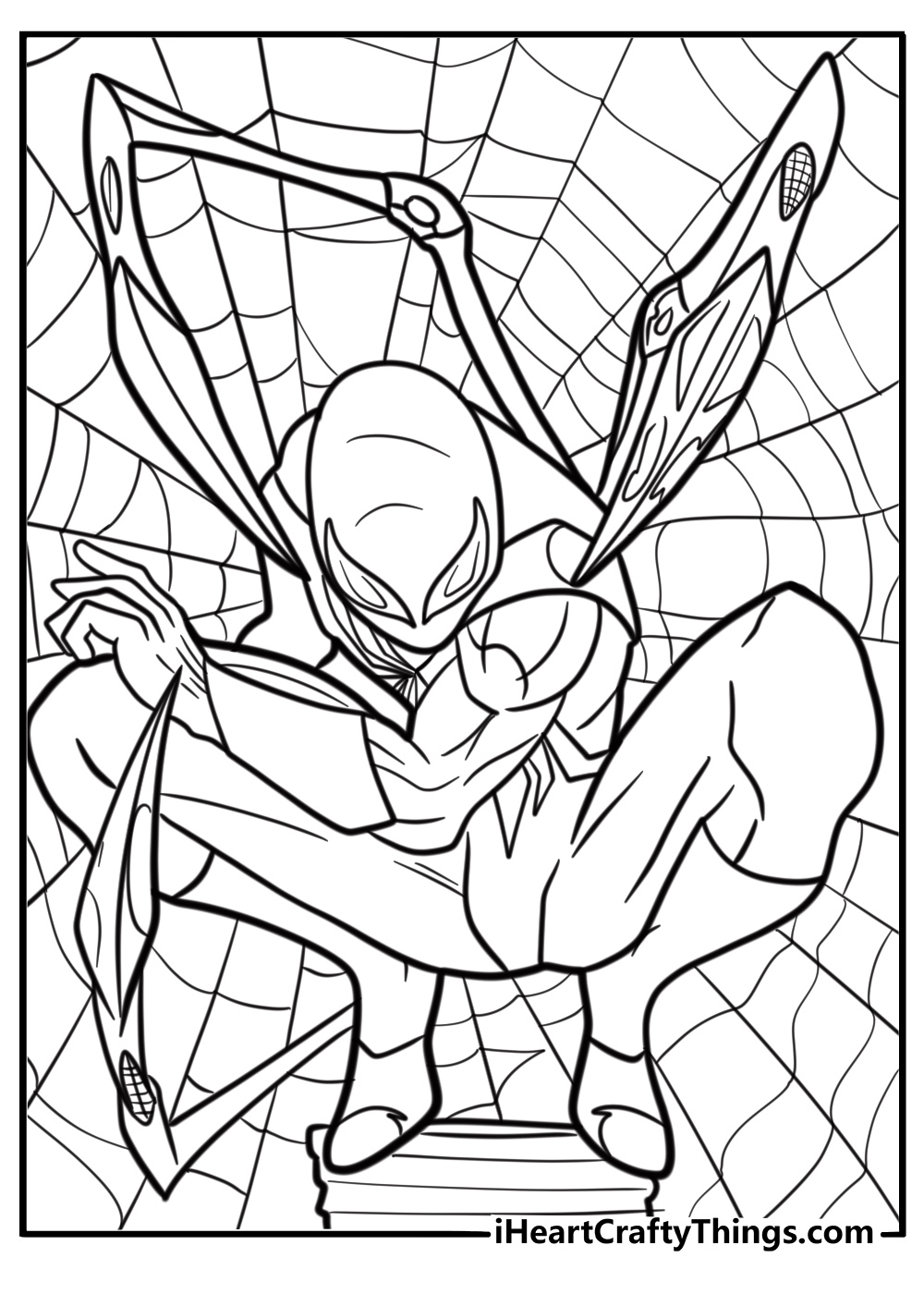 Iron spider deploying his armored arms coloring page