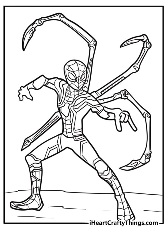 Iron spider in his iconic red and gold suit coloring page