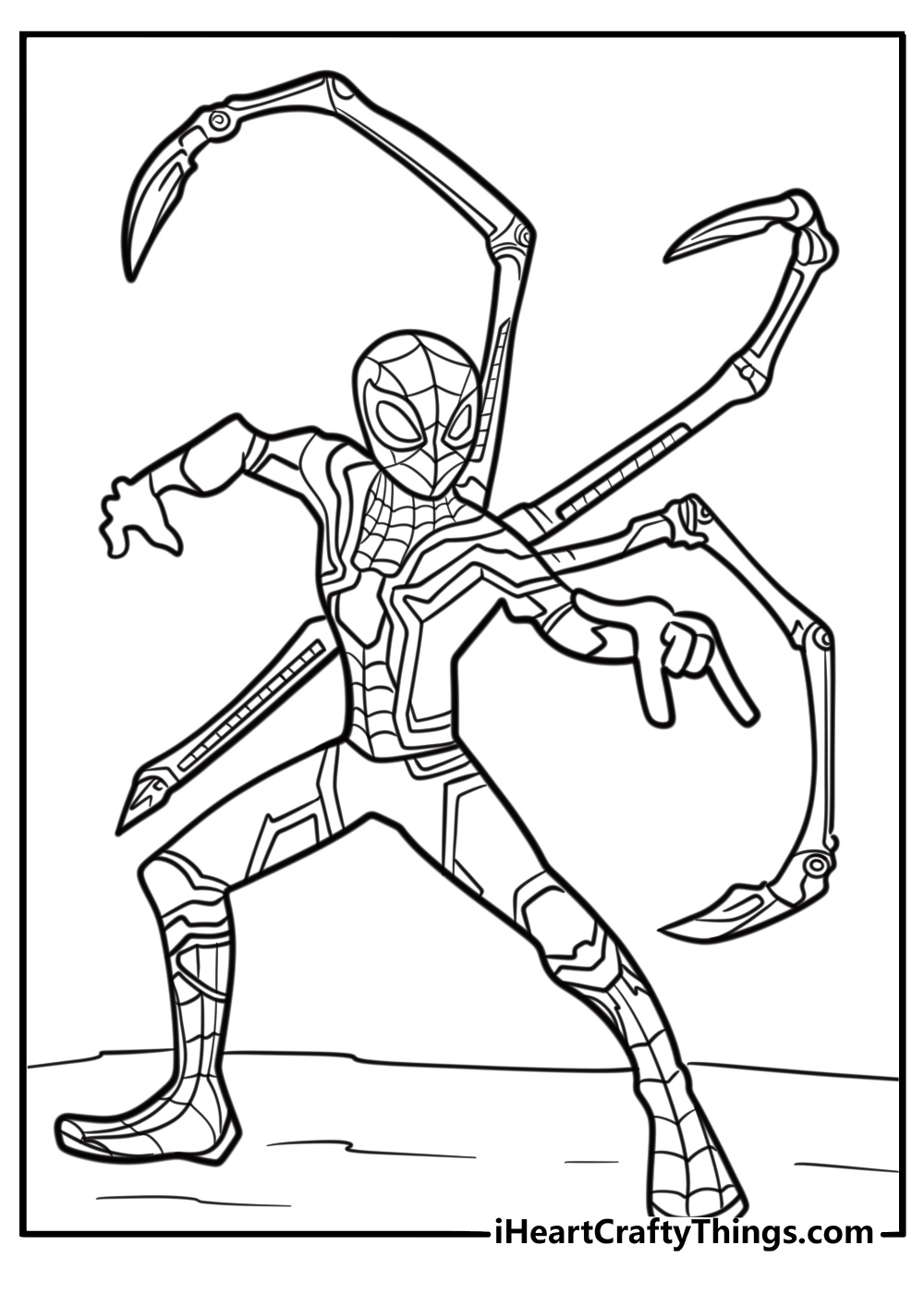 Iron spider in his iconic red and gold suit coloring page