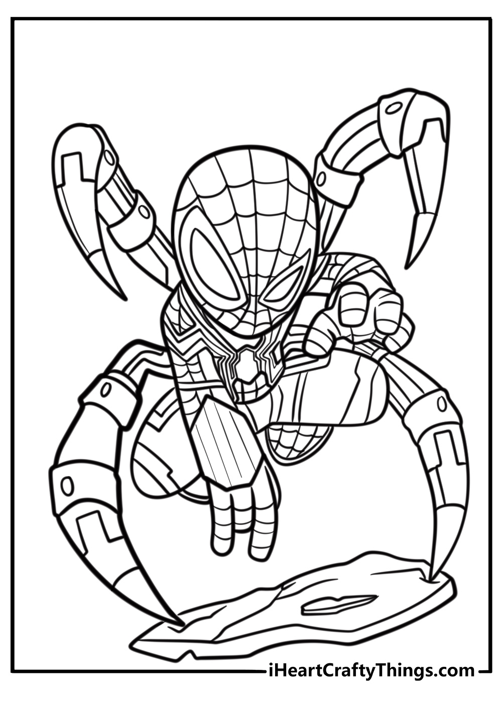 Iron spider's mechanical arms extended free coloring page