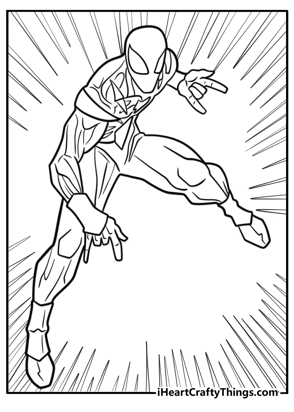 Iron spider's suit glowing in the dark coloring page