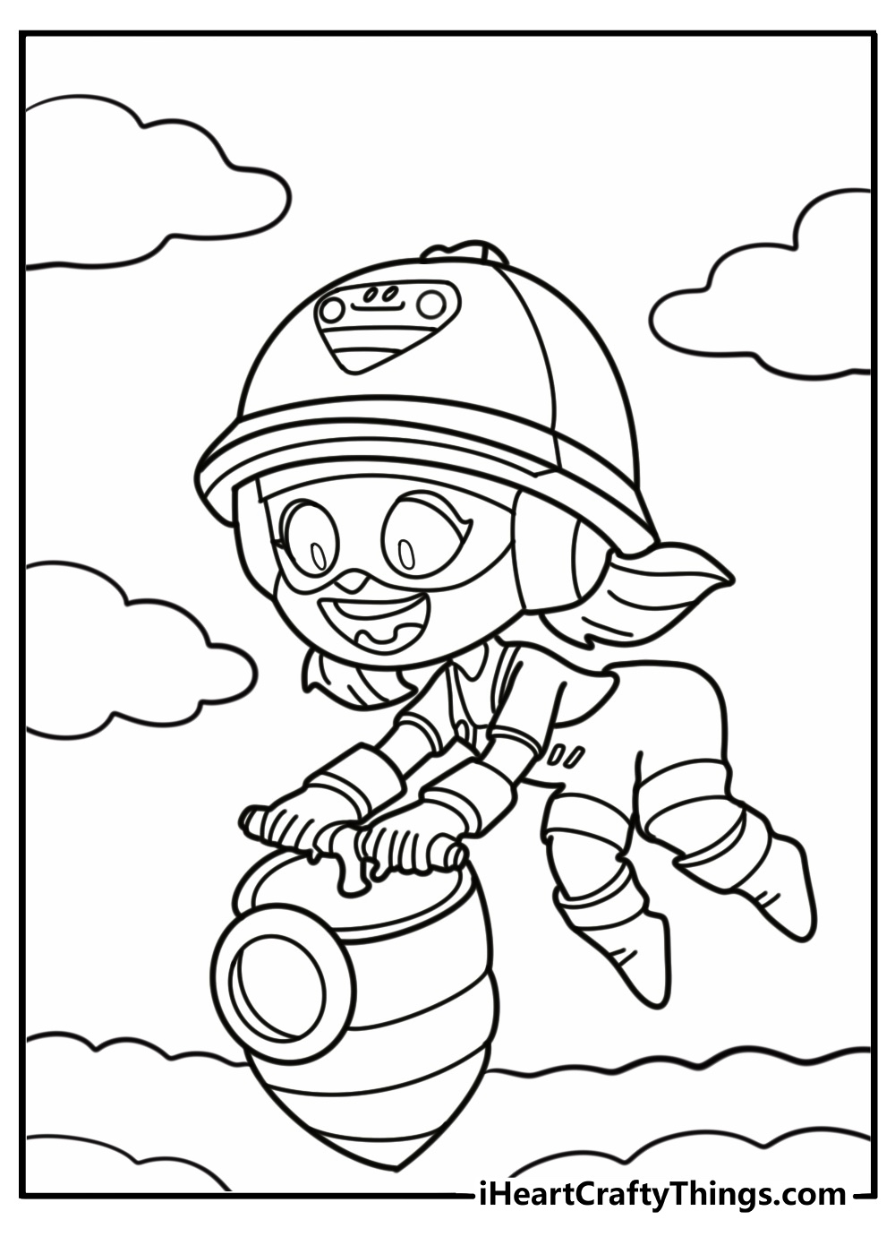 Jacky operating her pneumatic drill detailed coloring sheet