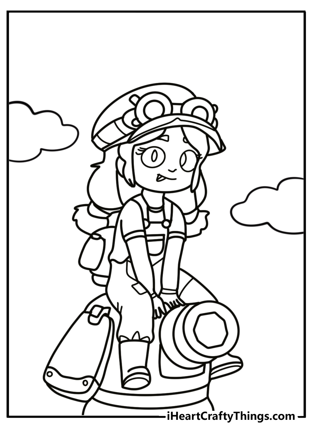 Jessie with her turret detailed brawl stars coloring page