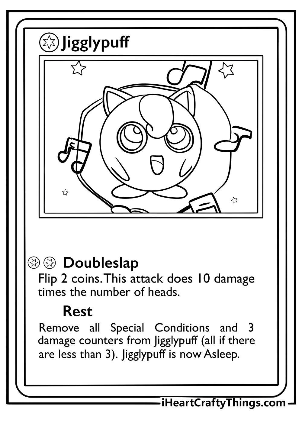 Jigglypuff pokemon card singing its melody fun coloring page