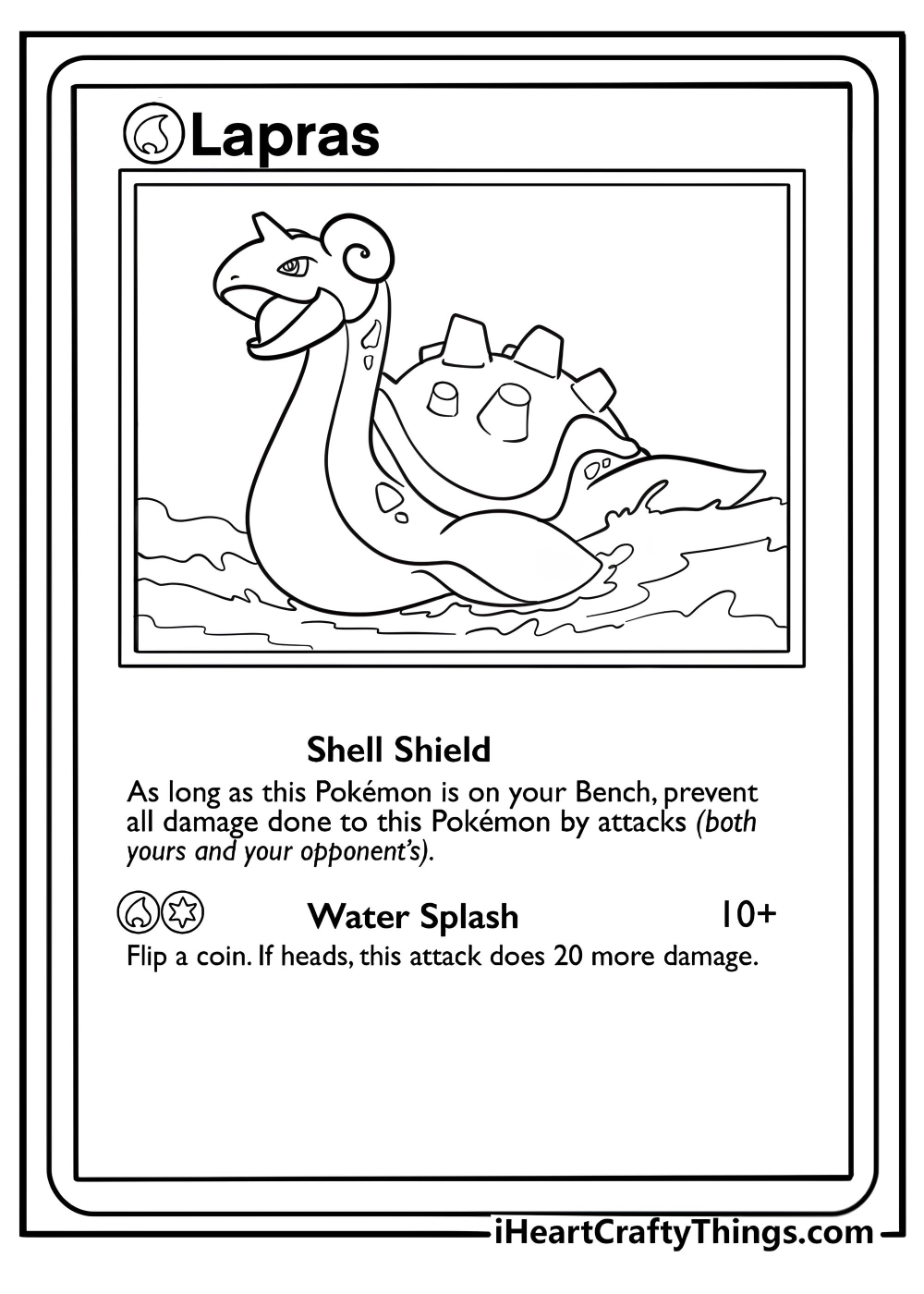 Lapras pokemon card swimming gracefully coloring sheet