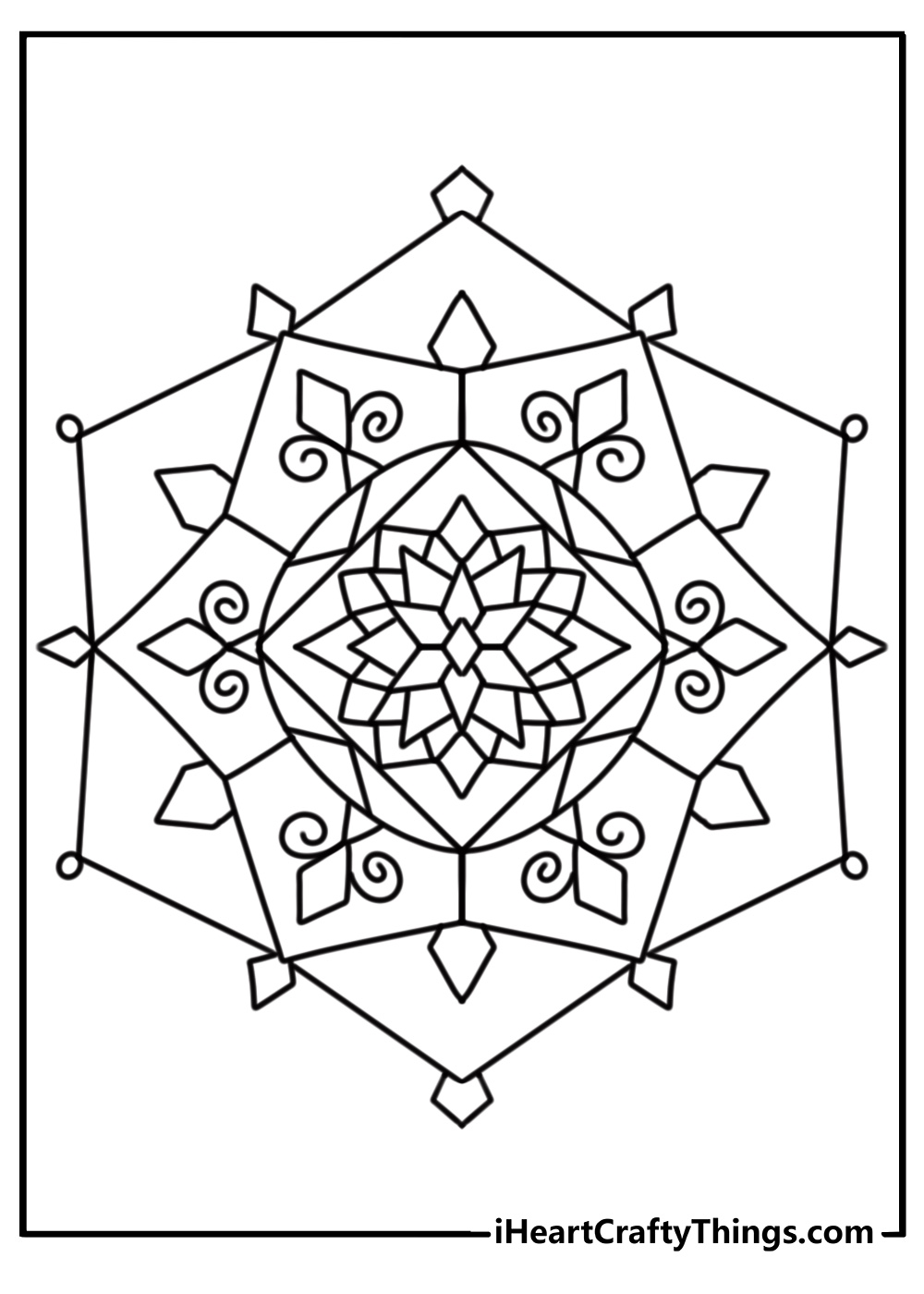 Large symmetrical flower mandala for advanced coloring