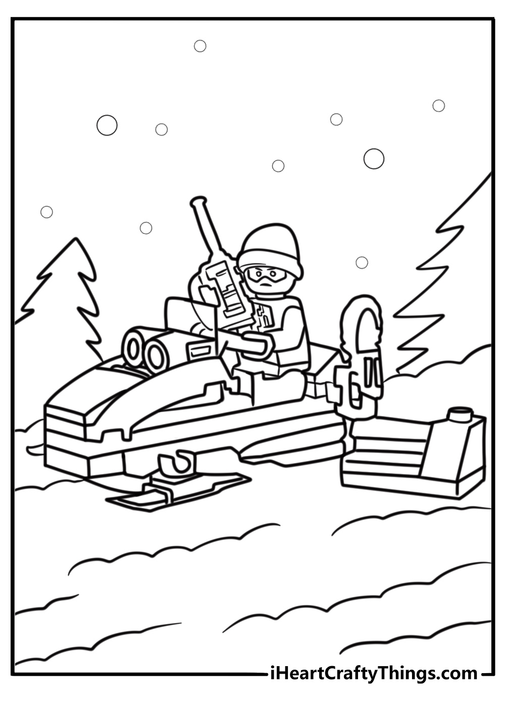 LEGO Arctic explorer with a sled fun coloring sheet