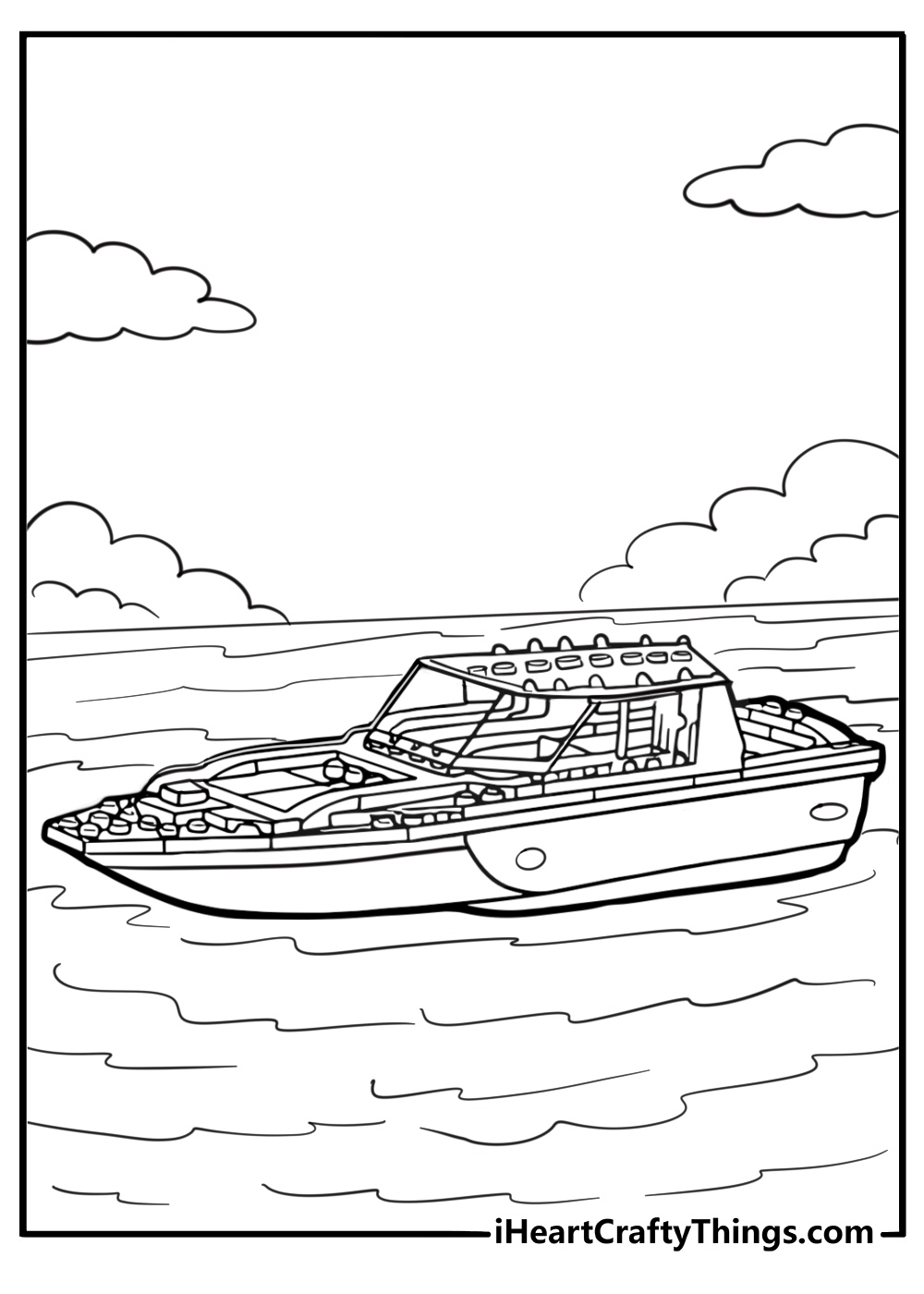 LEGO boat on the water fun coloring sheet