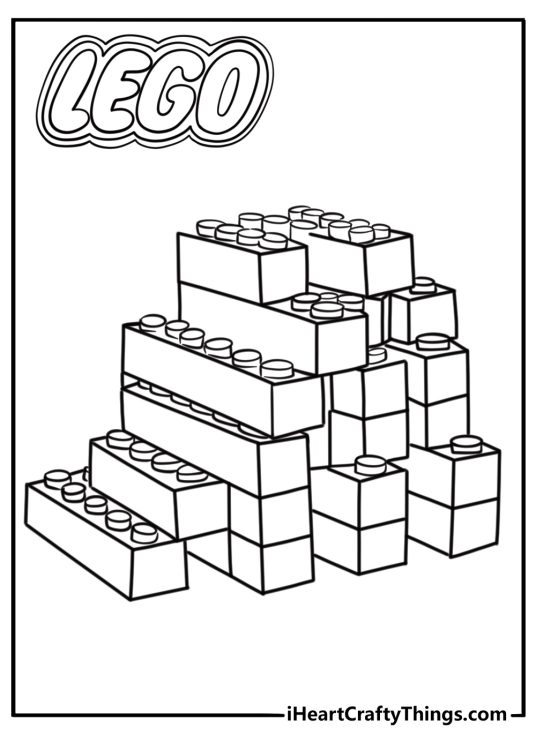 LEGO brick stack coloring page for kids