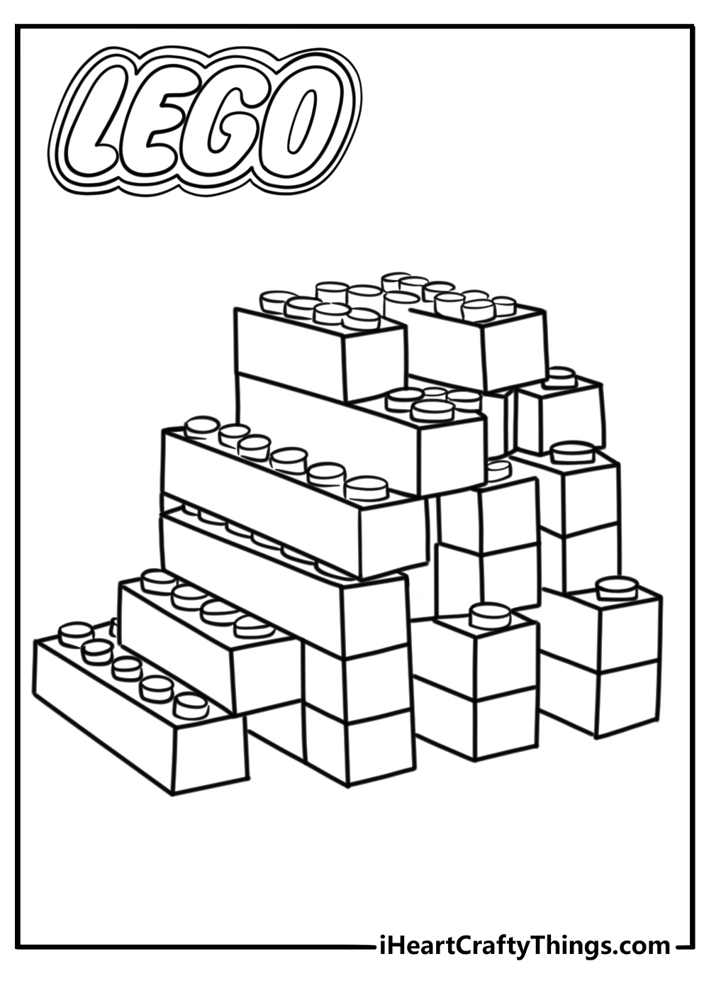 LEGO brick stack coloring page for kids