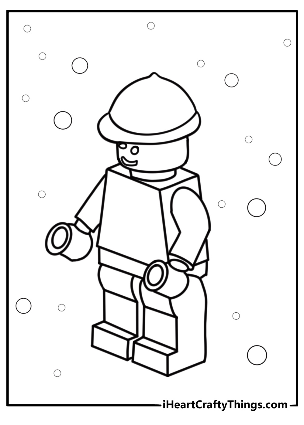 LEGO builder with construction hat free printable page