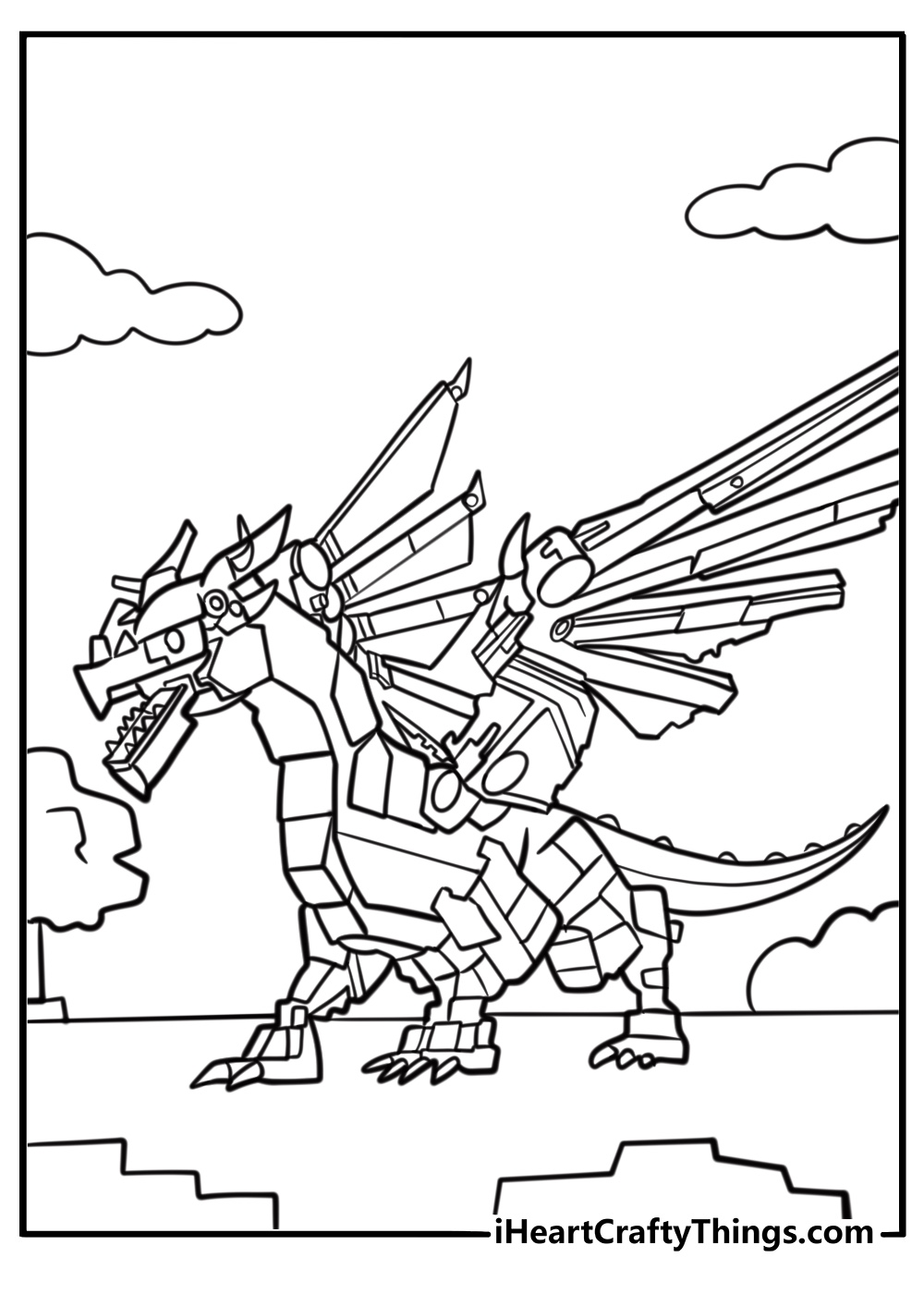 LEGO dragon breathing fire fun coloring sheet