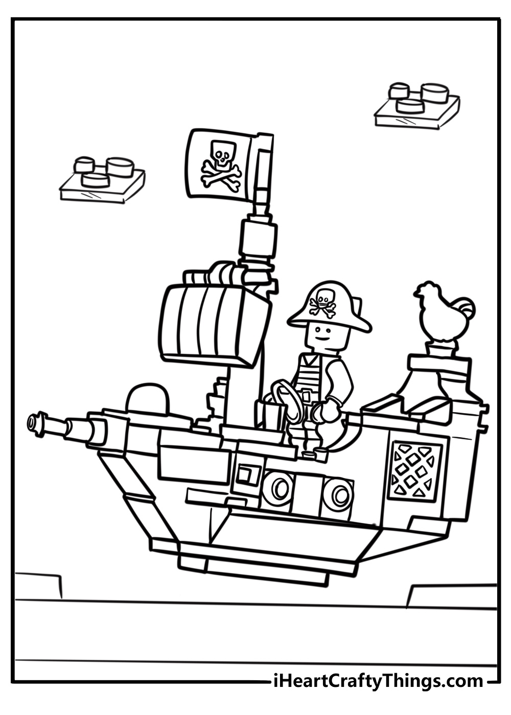 LEGO pirate ship with sails free coloring page pdf