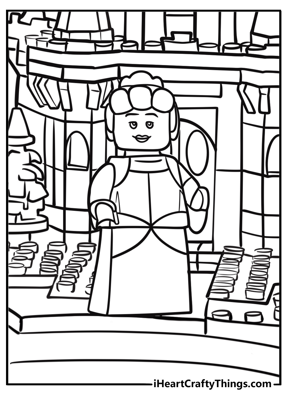 LEGO princess in a castle fun coloring sheet