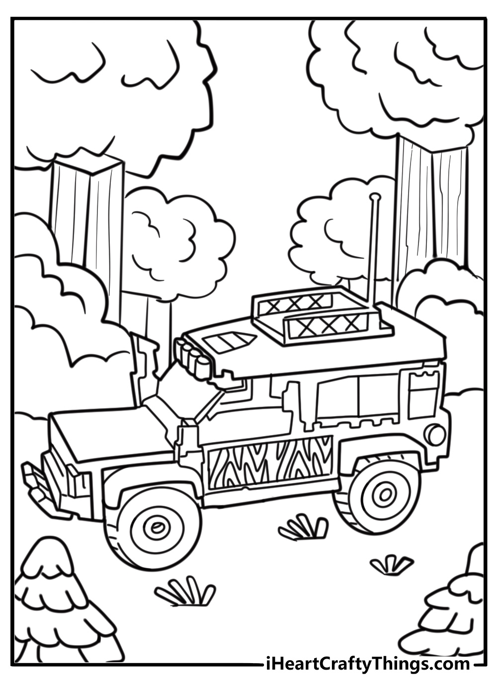 LEGO safari jeep in the jungle fun coloring sheet