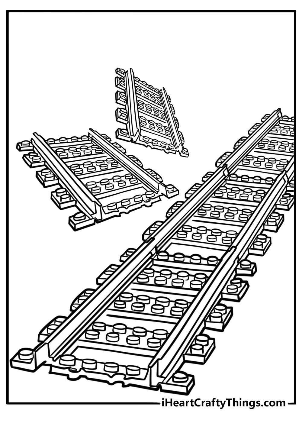 LEGO train with tracks detailed coloring sheet