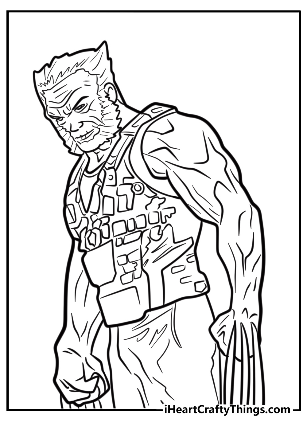 Logan as the old man wolverine in a reflective pose fun coloring sheet