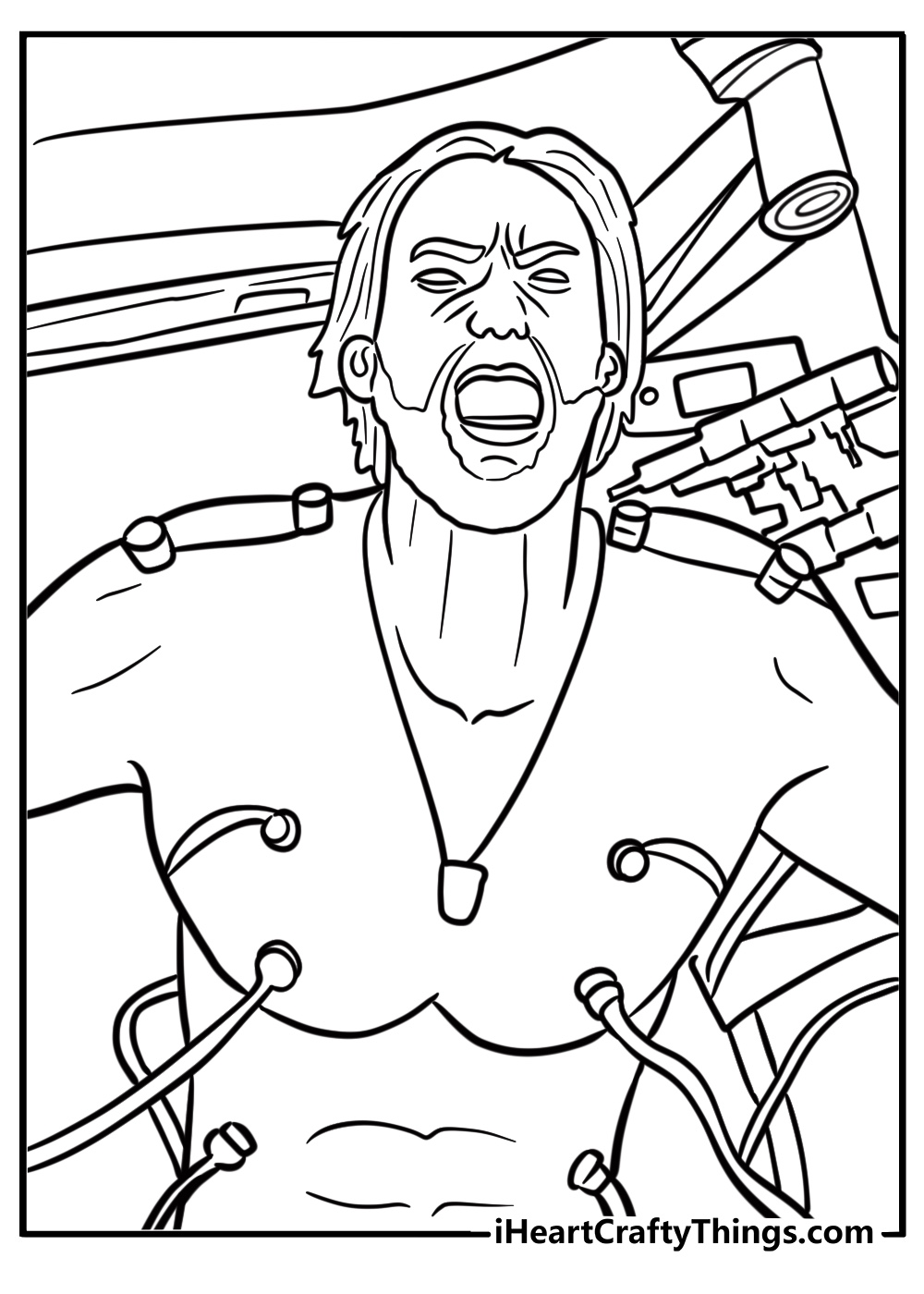 Logan in the weapon x experiment chamber detailed coloring sheet