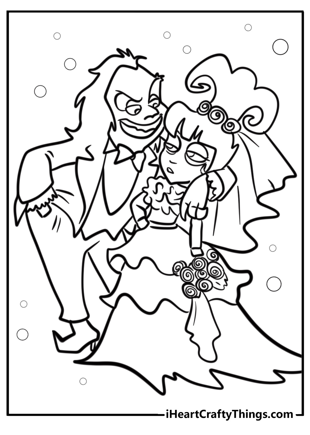 Lydia and her ghost friends detailed beetlejuice coloring sheet